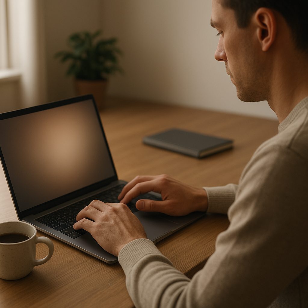 Brouillon d'un premier e-mail de prospection annoté au stylo sur une table de travail